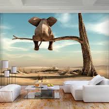 Vlies Fototapete Afrika Elefant Baume Himmel Landschaft Tapete Wandbilder Xxl Tree Wallpaper Living Room Wall Art Wallpaper 3d Floor Painting
