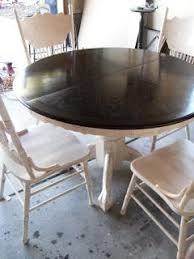 Re Stained And Painted White Oak Pedestal Table And Chairs Kitchen Table Redo Dining Table Makeover Oak Table And Chairs