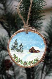 Maybe you would like to learn more about one of these? Snowy Cabin Wood Slice Ornament Rustic Wood Ornament Wooden Etsy Painted Christmas Ornaments Wood Christmas Ornaments Christmas Paintings