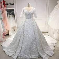Brand Name Ruolaisleeve Length Cm Halfwedding Dress Fabric Tulleneckline V Necktrain Cathedral Royal Traind Lace Bridal Gown Luxury Wedding Bridal Gowns