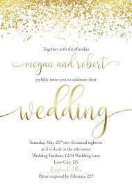 Gold And White Wedding Invitation With Calligraphy And Confettion White Background This Set Contains 5x7 Invitation Card Optionally Details Undangan Desain