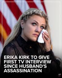Erika Kirk, the widow of conservative activist Charlie Kirk, is set to give  her first TV interview since her husband's assassination, according to  multiple media outlets.  http://www.king5.com/article/news/nation-world/erika-kirk-fox-news-interview  ...