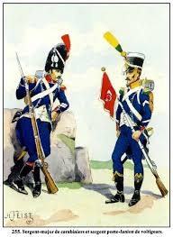 17eme Leger Sergent Major De Carabiniers Et Sergent Porte Faninon De Voltigeurs Military Art French Army Napoleonic Wars