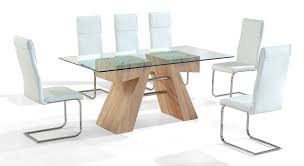 Glass dining table set 7 pcs. Clear Glass Dining Table And 6 White Chairs Homegenies