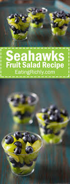 Get the recipe from natasha's kitchen. Healthy Football Appetizer Seahawks Fruit Salad Cups