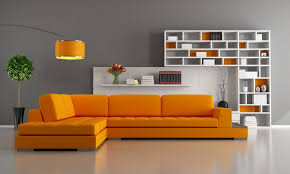 Warna biru langit yang cerah akan memberikan kesan rumah yang hidup dan menyenangkan namun tetap terlihat minimalis. Sofa Oren Mutu Kerja Kombinasi Warna