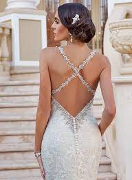 Beautiful Beaded Criss Cross Straps And Deep V Back On This Wedding Gown From Kitty Chen Ivoire Wedding Dress Alterations Wedding Dresses Backless Wedding