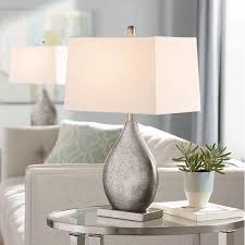 Free delivery on orders over $35. 360 Lighting Modern Table Lamps Set Of 2 Silver Metal Teardrop Off White Rectangular Shade For Living Room Family Bedroom Bedside Walmart Com Walmart Com