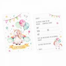 5 Einladungskarten Einhorn Mit Glitzer Inkl 5