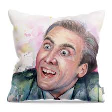 Nicolas Cage You Don't Say Watercolor Portrait Throw Pillow by Olga  Shvartsur
