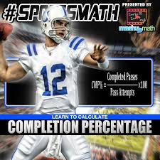 This Sports Math Graphic Shares A Formula For Calculating A Quarterback S Completion Percentage And Features Andrew Luck Of Th Math Meeting Education Math Math