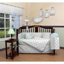 Finish off your nursery decor with these lovely wall prints in mint green and gold for baby girl. Geenny Soft Mint Green Gray Chevron 13 Piece Baby Nursery Crib Bedding Set Overstock 30897761