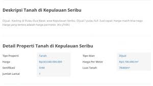 Tenang, carisinyal akan memaparkan rekomendasi situs jual tanah terpercaya untukmu lewat artikel ini! Pulau Dua Barat Kepulauan Seribu Dijual Rp 243 Miliar Di Jual Beli Online