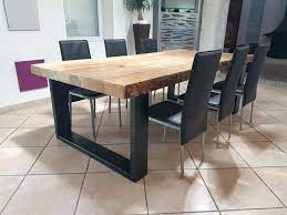 Les pieds peuvent être fixés à deux endroits différents. Table Salle Manger Bois Massif Et Metal Pied Noir Carre Carree A Industrial Dining Table Dining Table Furniture