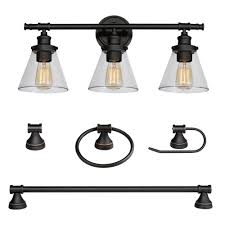 Globe Electric Parker 3 Light Oil Rubbed Bronze 5 Piece All In One Bath Light Set 50192 The Home Depot