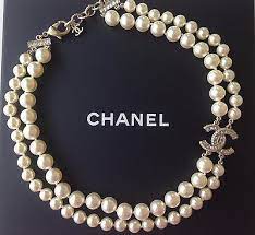 Chanel 2017 Double Strand Gold Crystal Cc Pearl Necklace New Pearl Necklace Pearls Necklace