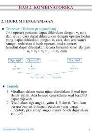 Ehtimolliklar nazaiyasining ko'plab masalalarida kombinatorika elementlariga. Bab 2 Kombinatorika 2 1 Hukum Penggandaan Ppt Download