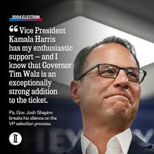 Gov. Josh Shapiro, in his first statement after being passed over for Vice  President Kamala Harris' running mate, said he has “a lot more stuff I want  to get done” in Pennsylvania.