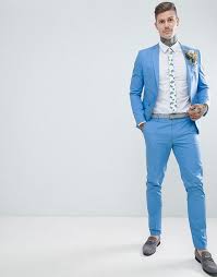 Get the best deals on mens three piece suits and save up to 70% off at poshmark now! Asos Design Wedding Skinny Suit In Stretch Cotton In Sky Blue Asos