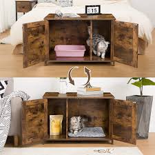 This hidden litter box would look right at home in a bathroom or even a bedroom! Buy Hoobro Cat Litter Box Enclosure Hidden Cat Washroom With Divider Wooden Pet House End Table Large Enough For Most Of Orange Cat And Litter Box In Indoor Living Room Bedroom Rustic