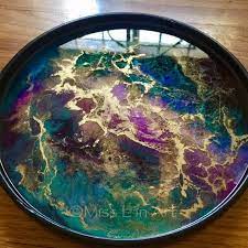 Art Wood Tray 24cm Functional Art Resin Art Home Decor Resin Art Resin Art Painting Epoxy Resin Art