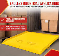 84" x 96" Shipping Container Ramp with Fold-Down Loop Flips, Safety Chain &  Eye Hook w/ Safety Latch - 15,000 lbs Capacity