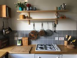 Ikea Varde Shelf Grey Burbank Tiles Caramel Bamboo Worktop Scandi Chic Kitchen