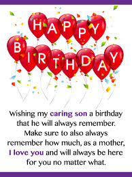 Birthday Greeting Card For My Son Party Balloons Happy Birthday Card For Son From Mother Birthday Greeting Cards By Davia In 2020 Happy Birthday Writing Birthday Cards For Son Happy Birthday Cards