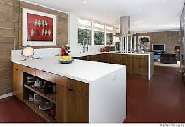 Home Has 50s Feel But Modern Touches White Corian Countertops Countertops Kitchen Remodel