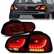 10 14 Volkswagen Vw Golf Hatchback Led Bar Rear Brake Tail Lights Red Smoked Tail Light Red Smoke Hatchback