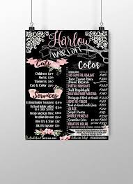 Floral Business Menu Floral Business Signs Modern Hair Salon Menu Layouts Modern Salon Signs Chalkboard Style Business Menu Sign In 2021 Home Hair Salons Hair Salon Interior Hair Salon Decor