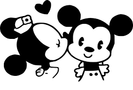You now have a finished inked drawing of minnie mouse, the disney cartoon character! Baby Mickey Mouse And Minnie Mouse Kiss By Skywallvinyldecals 3 00 Minnie Mouse Drawing Mickey Mouse Mickey Mouse Wallpaper