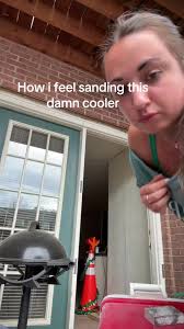 Frat Cooler Tutorial Sanding Spackle