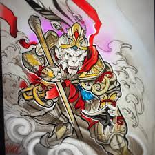 With A Bit Of Colour Japanesetattoo Asianart Blackandgreytattoo Monkeyking Blackwatertattoo Monkeykingillustrat Monkey Tattoos Monkey King Monkey Art