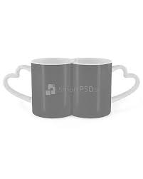 Download Full Heart Shape Handle Couple Coffee Mugs Design Mockup Vecras