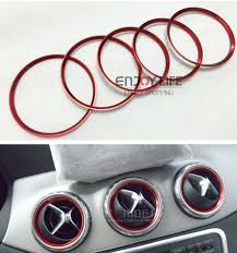 5pcs Red Air Condition Air Vent Outlet Ring Cover Trim For Mercedes Benz Cla C117 Cla180 Cla200 Cla250 X156 Gla Mouldings Interior Accessories Air Conditioner