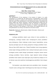 Globalisasi dapat dilihat sebagai proses dan hasil dari integrasi berbagai kekuatan ini. Pdf Peran Madrasah Dalam Menghadapi Era Globalisasi Dan Budaya
