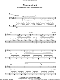 ac dc thunderstruck drums sheet music fake book pdf