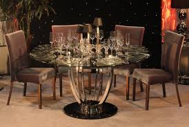 Awesome Luxury Dining Table With Round Glass Top Mixed Multiarms Chrome Metal Pedestal Base Art Deco Dining Room Glass Dining Table Glass Round Dining Table