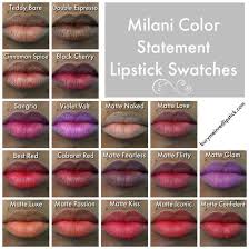 Milani Cosmetics Color Statement Lipstick Swatches On Dark Skin Lipstick Swatches Lipstick Inspiration Lipstick For Dark Skin