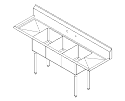 double drainboard, 18 gauge, 304
