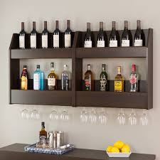 You can store your liquor and glasses inside or on top of this wall. Floating Wine Rack Wall Mount Shelf 6 Glass Bar Display Black Espresso 15 Lb New Wine Racks Bottle Holders Kitchen Dining Bar Supplies