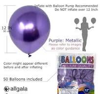 Amazon.com: Allgala 12 Inch 50 Count 2.8g Latex Heavy Metallic Chrome  Balloons - Purple -BL52088 : Home & Kitchen