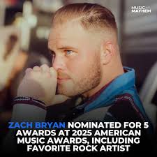 Zach Bryan is up for Favorite Rock Artist, competing alongside Hozier,  Linkin Park, Pearl Jam and Twenty One Pilots at the 2025 American Music  Awards. Bryan is also nominated for Artist of