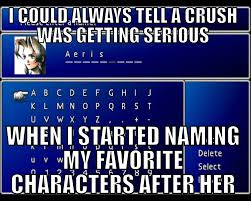 Naming Crushes In Games Via Reddit User Dietdoctorkelp Funny Video Game Memes Video Game Memes Gaming Memes