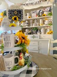 Bright sunflower art and photography including sunflower fields & more. Priscillas Sunflowers And Bees In The Kitchen Hutch