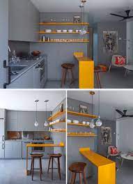 Don't forget adjoining rooms in your color scheme. A Micro Apartment With A Grey And Yellow Color Palette