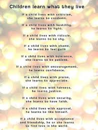 Children Learn What They Live Kids Learning How To Memorize Things Learn To Fight
