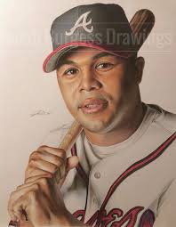Andruw Jones Colored Pencil Drawing Print 11”x14”