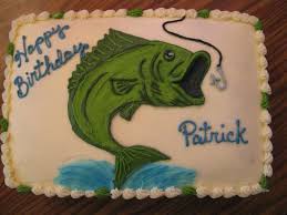 Bear cake is so cute! Fishing Cakes Fish Cake Birthday Birthday Sheet Cakes Fishing Birthday
